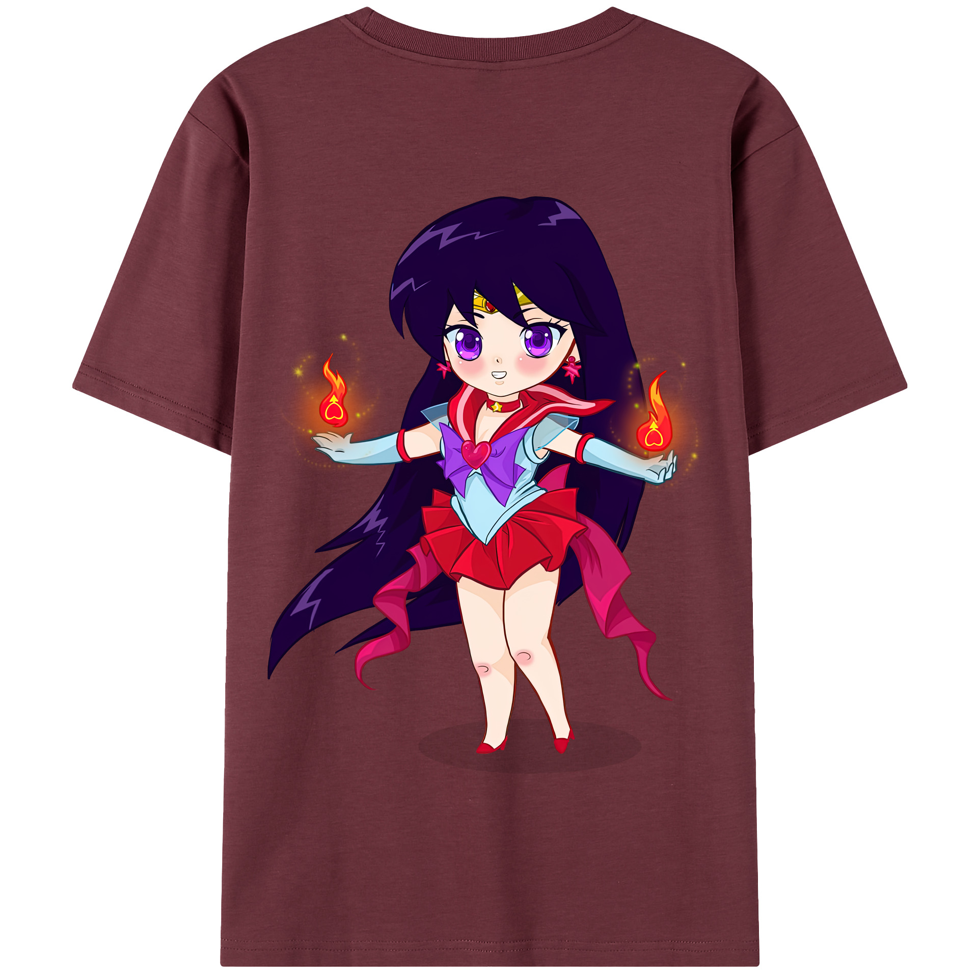 （画像用） 美少女戦士セーラームーン 火野レイ ひの レイ Sailor Moon Hino Rei （セーラーマーズ,Sailor Mars） 綿100％半袖Tシャツ（背面プリント）